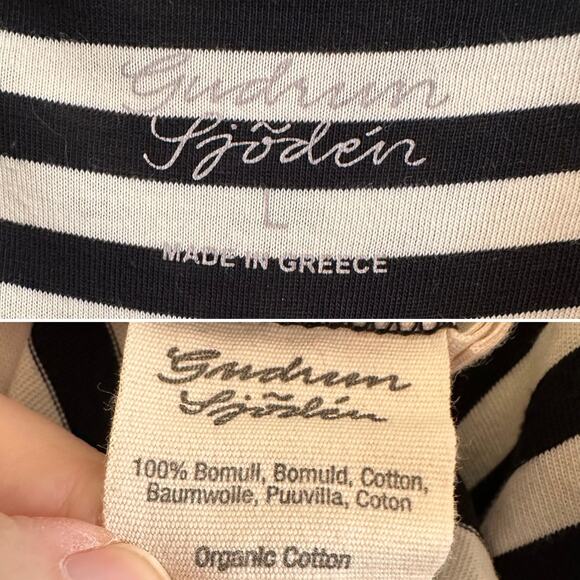 Gudrun Sjoden Organic Cotton A Line Short Sleeve Striped Dress Large Pockets - Picture 4 of 4